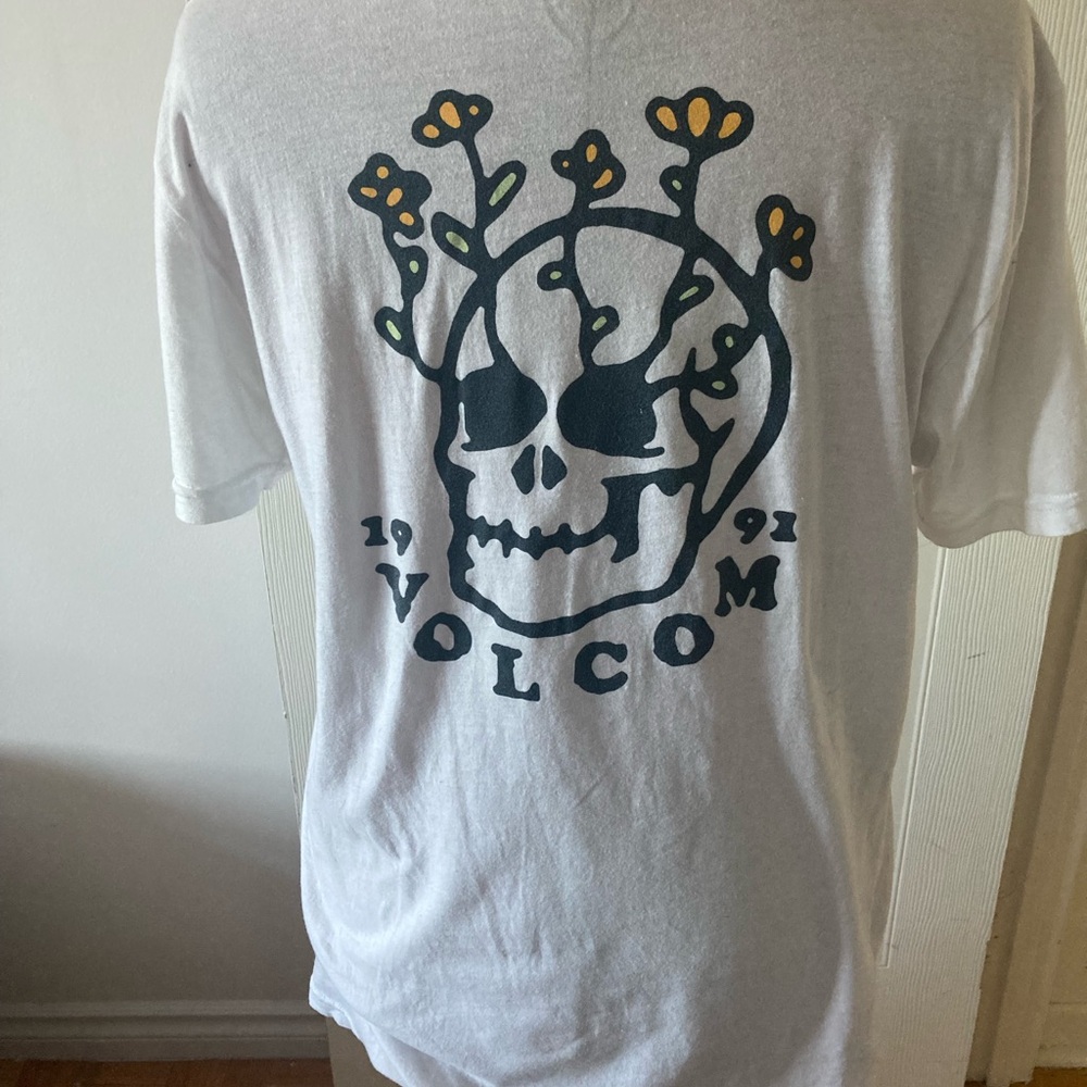 Volcom White Tee with Floral Graphic